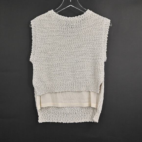 PHILLIP LIM Sweater Womens Size XS Linen Blend Knit Sleeveless Neutral Granola - Picture 4 of 10